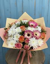 Букет цветов из:  Розы, Герберы и Хризантемы в Панковке