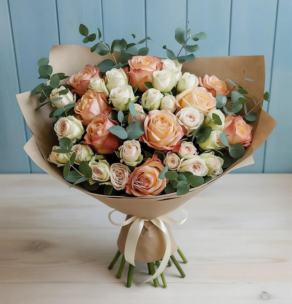 Букет цветов из: Альстромерии и Розы в Панковке