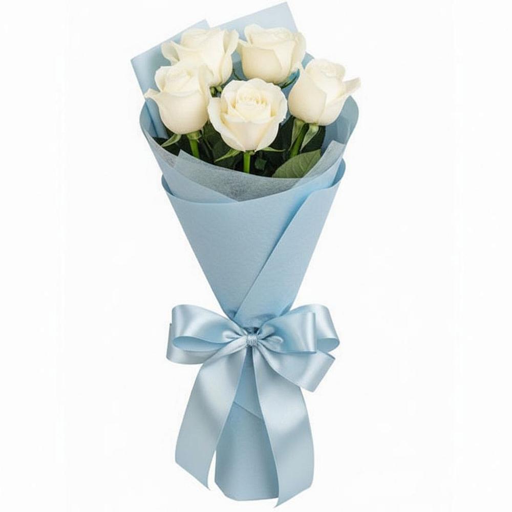 Букет 5 Белых роз Проуд в Панковке