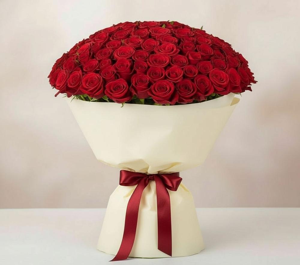 Букет 101 Красная роза Милано в Панковке