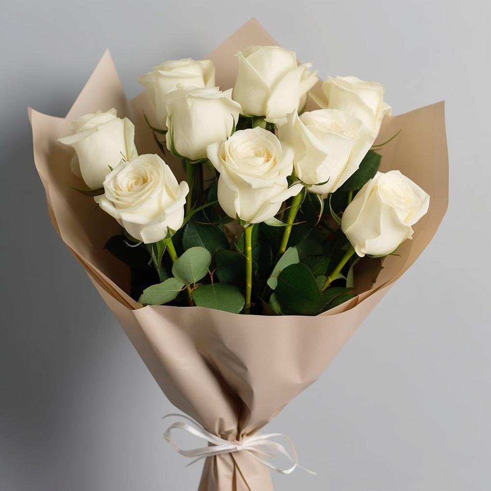 Букет 9 Белых роз Эдлесс Лав в Панковке