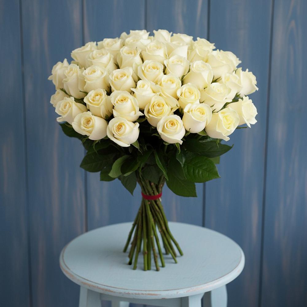 Букет 51 Белая роза Эдлесс Лав в Панковке