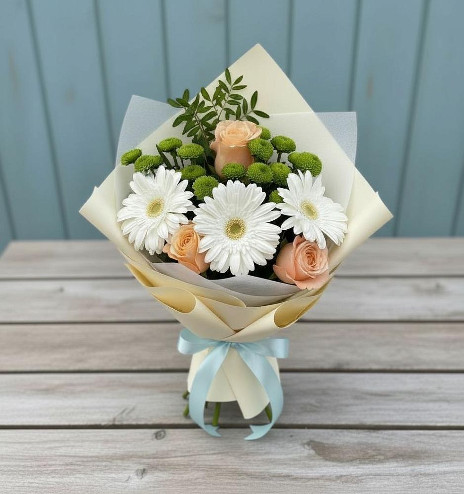 Букет цветов из: Герберы, Розы и Хризантемы в Панковке