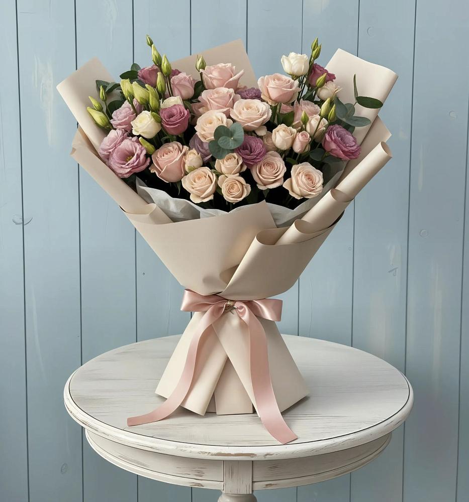 Букет цветов из: Розы и Лизиантусы в Панковке