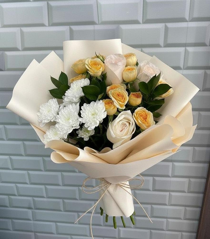 Букет цветов из: Розы и Хризантемы в Панковке