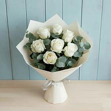 Букет Белые розы в Эвкалипте #REPLACE_PRED# Панковке